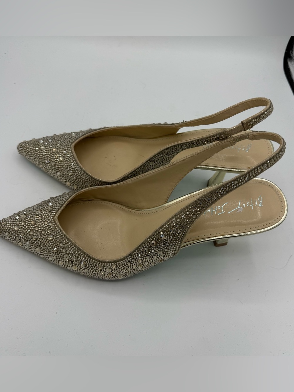 Betsey Johnson Clark Rhinestone Slingback Pumps Shoe Size 11 Pointed Toe Wedding - Picture 2 of 7